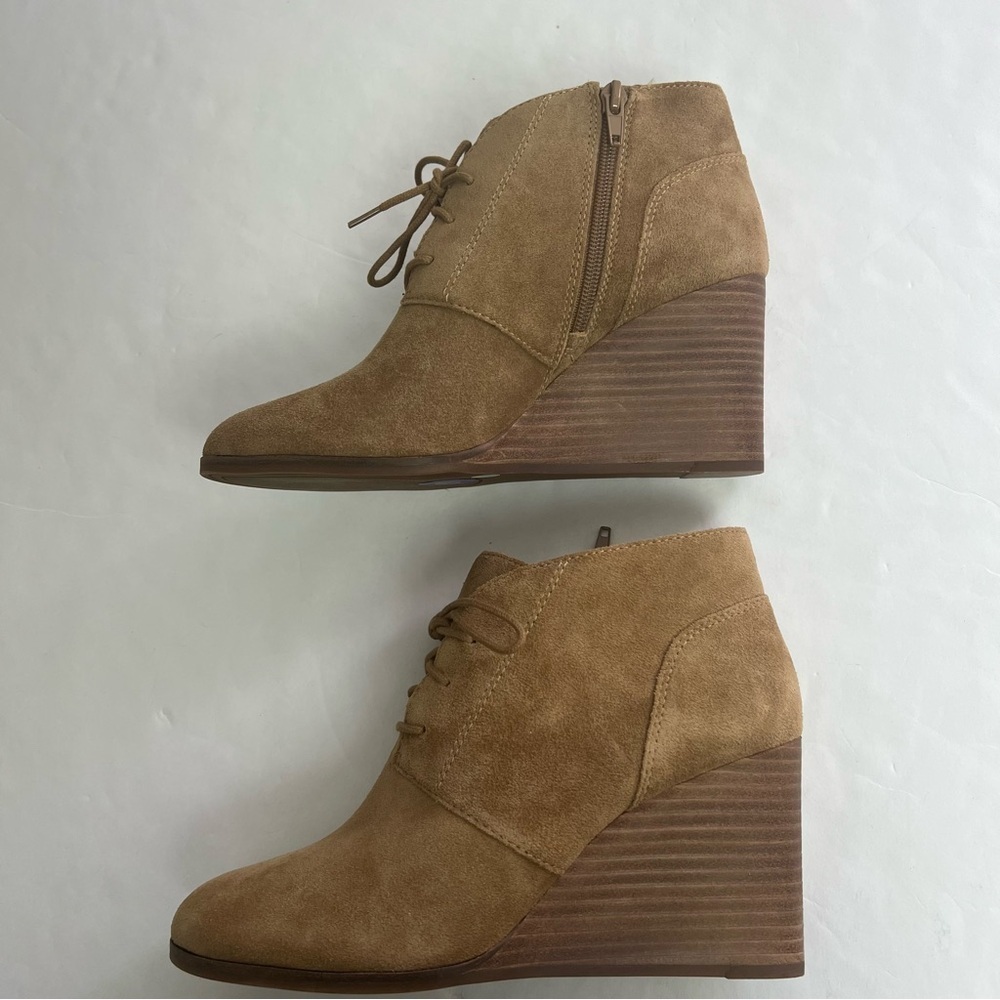 Lucky Brand Women’s Wedge Heel Boots Sz 8.5M Brown Lace Up Inside Zip 3.5” Wedge - Picture 9 of 16